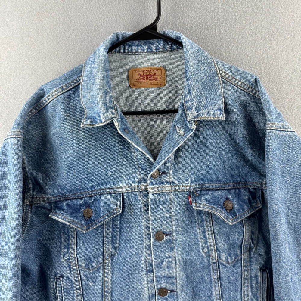 Vintage Levis Jacket Mens Large Blue Denim Trucker Late 80s Jean Made in USA - Picture 2 of 16